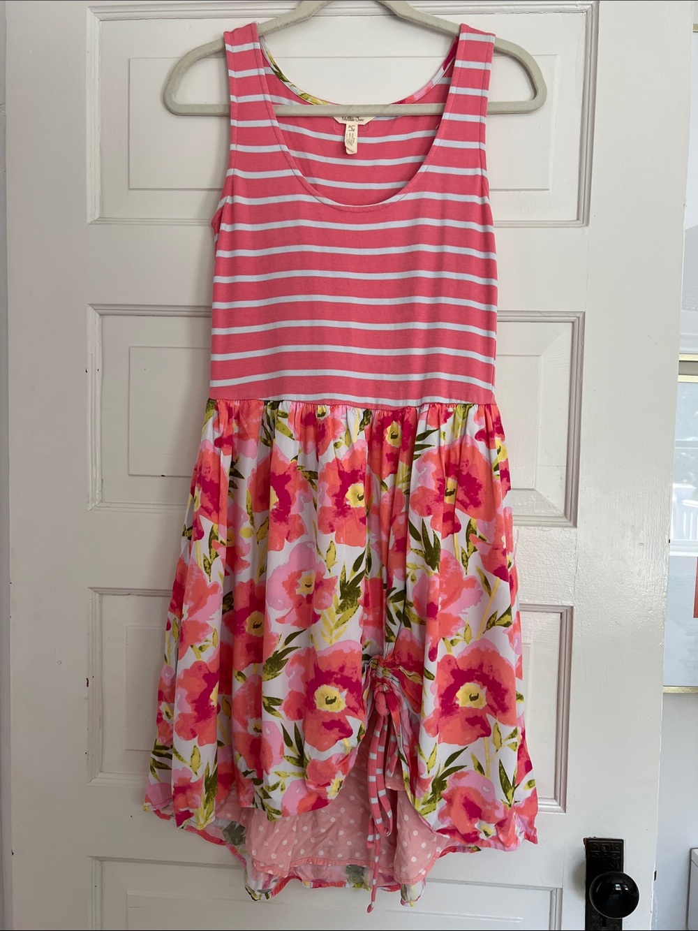 Matilda Jane Pink Striped Tank Dress with Floral Skirt